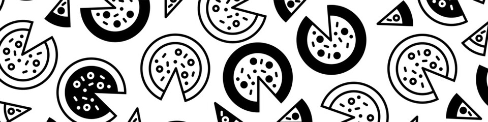 Pizza backdrop. Back line pizza pattern on white background. Vector illustration EPS 10