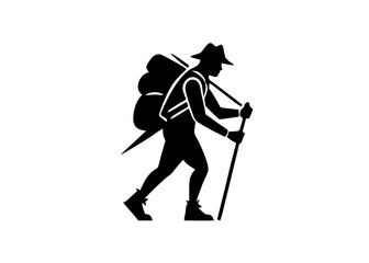 Vector Art: Hiker Silhouette with Backpack