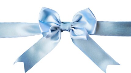Light Blue Satin Ribbon Bow Isolated on White Background