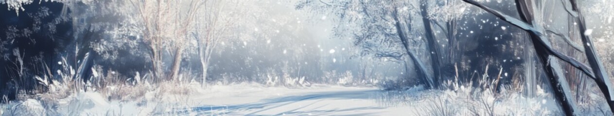 Winter Idyll - A High-Fidelity Hand-drawn Vision of Nature's Tranquility in a Snowy Wonderland, Embracing the Season's Joy with Clarity and Tender Warmth,Abstract concepts, game concept art