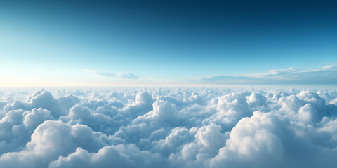 Heavenly sky. Above the clouds abstract illustration. Extra wide format. Hope, divine, heavens concept. 
