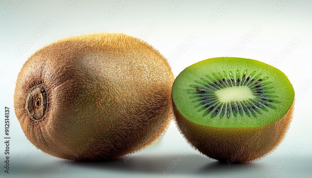 Wall mural Kiwi Fruit - Whole and sliced to show the interior.