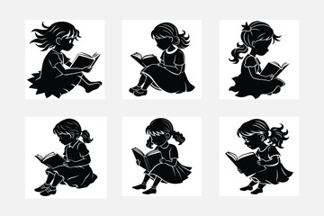 Magical Little Girl Reading Silhouette Artwork
