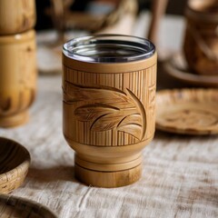 wooden decorative cup
