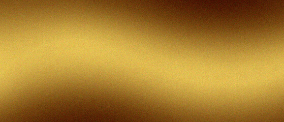 Luxury golden grainy gradient background with noise texture. Blurry wave long horizontal background.