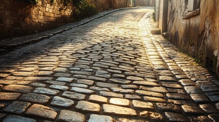Cobblestone Alley bathed in Golden Light