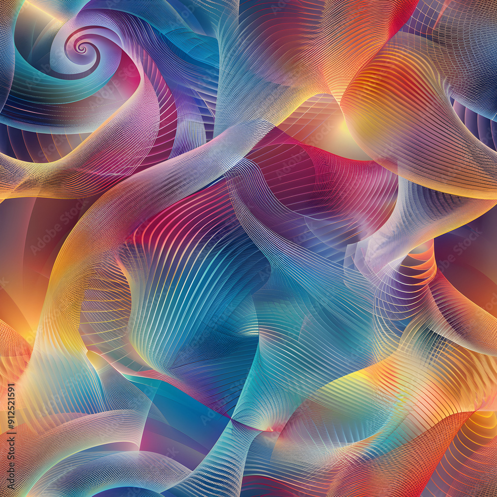 Poster abstract colorful pattern flowing in a digital wave design