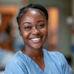 Obraz premium Portrait of a smiling young nurse in hospital