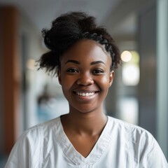 Obraz premium Portrait of a smiling young nurse in hospital