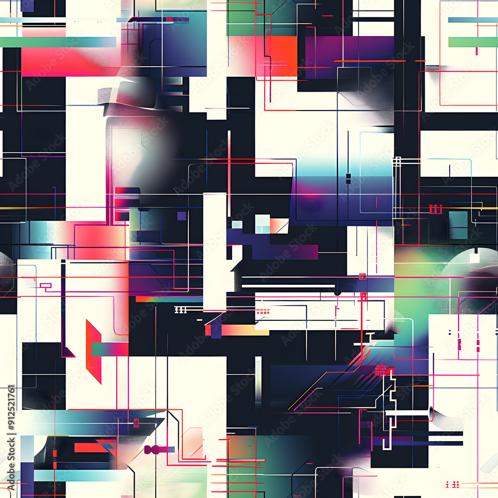 Fototapete abstract geometric pattern forming complex futuristic structure