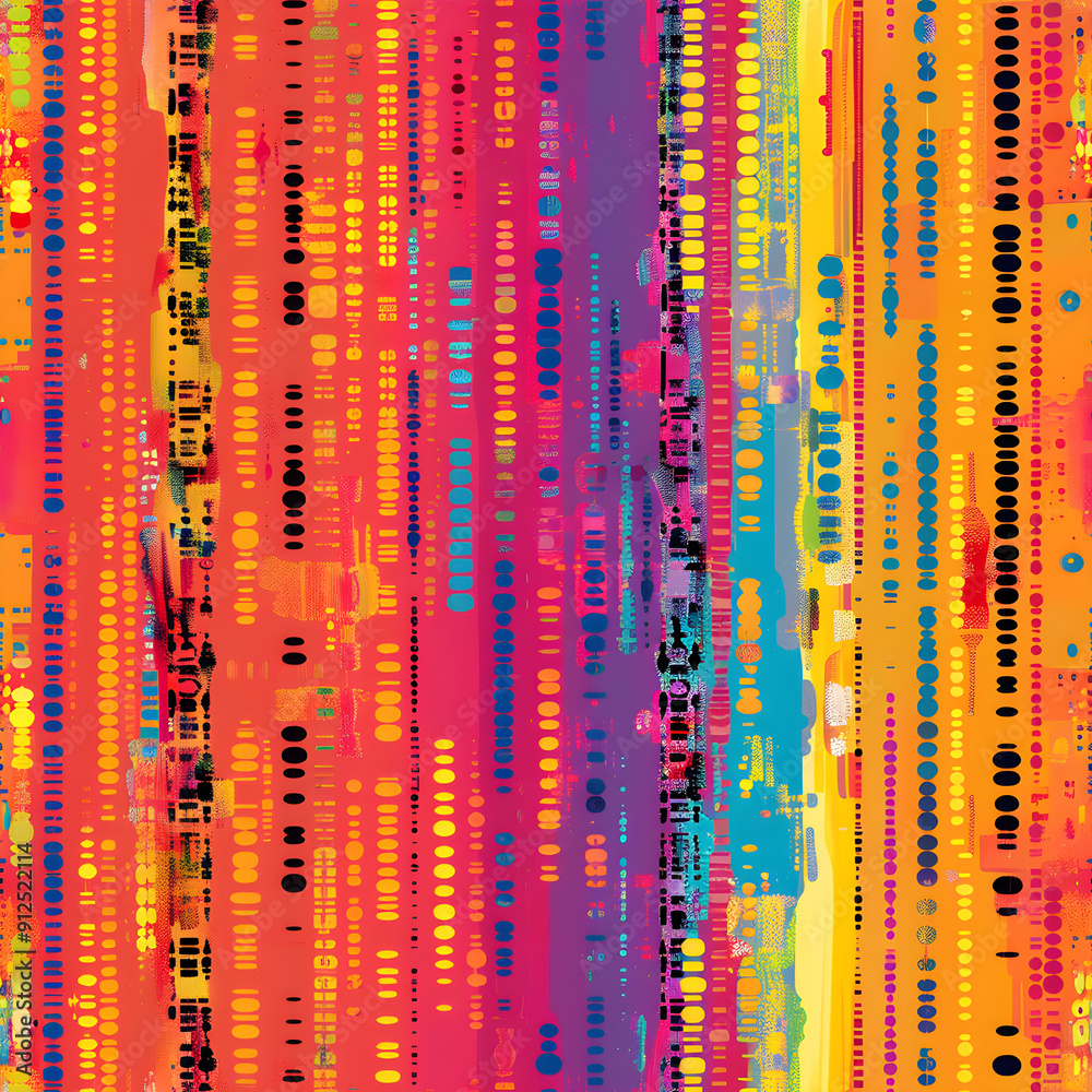 Poster Abstract colorful pattern background with vertical stripes and dots