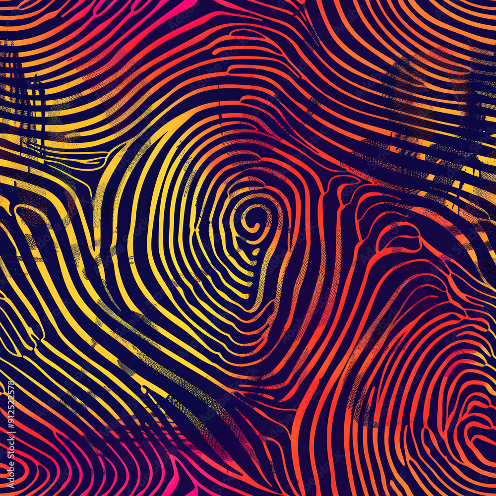 Aufkleber Abstract background forming a fingerprint pattern with colorful wavy lines