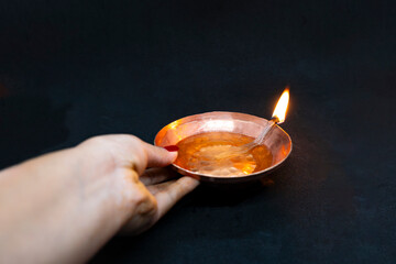 Diwali Celebration and Deepavali Tihar Hindu Festival with Diya Lamp Diyo in Dark Background