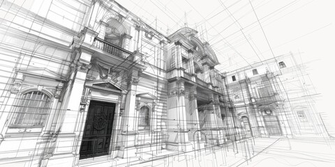 Fototapeta premium Draw sketch architecture