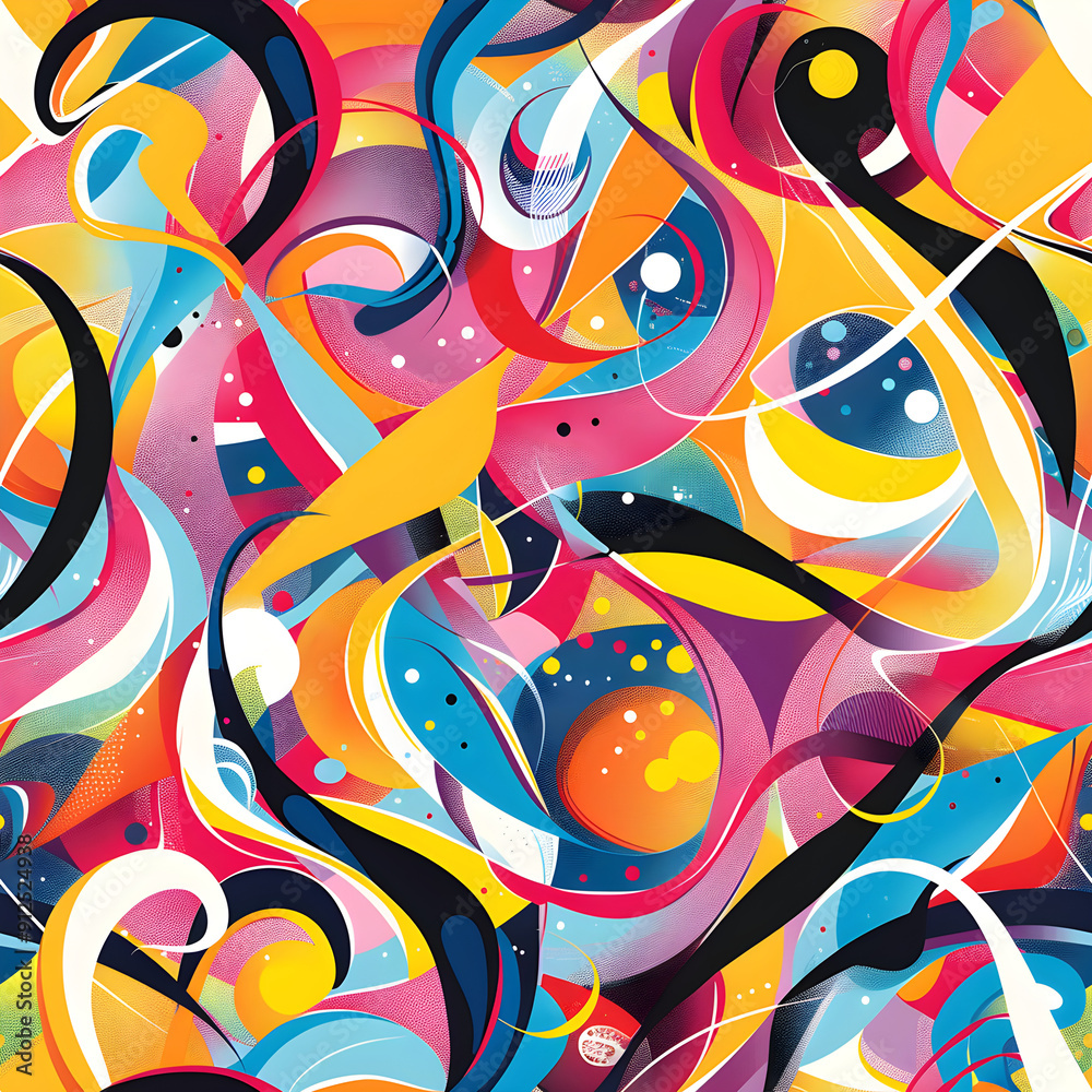 Aufkleber Abstract colorful swirls and shapes creating a vibrant pattern
