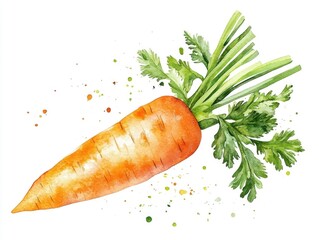 Adorable Watercolor of a Cute and Happy Carrot Clipart Icon Isolated on a Clean White Background  This Cheerful and Whimsical Vegetable Design Element Can Be Used for Food Nutrition