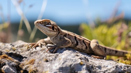 Basking lizard sunny rock outdoor