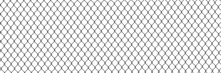Fototapeta premium Steel wire chain link fence seamless pattern. Metal lattice with rhombus, diamond shape silhouette. Grid fence background.