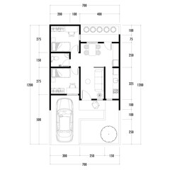 Floor plan blueprint, Figure of the jotting sketch of the construction and the industrial skeleton of the structure and dimensions. vector eps 10.