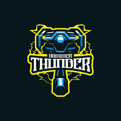Hammer mascot logo design with modern illustration concept style for badge, emblem and t shirt printing. Hammer thunder illustration for sport and esport team.