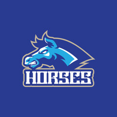 Horse mascot logo design with modern illustration concept style for badge, emblem and t shirt printing. Head horses illustration for sport and esport team.