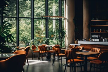 Interior of a modern empty cafe