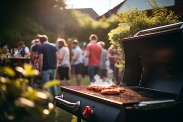 Barbecue party in the backyard of a house