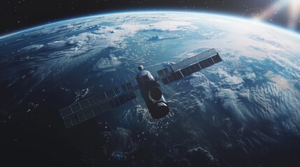 Exploring the Vastness of Space With a Satellite Orbiting Earth at Dawn