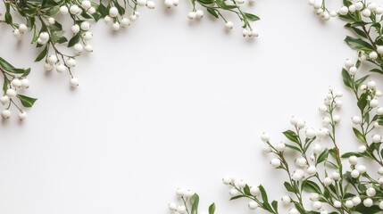 Elegant White Floral Frame on Pristine Background for Invitations