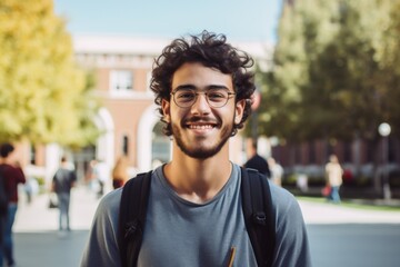 Fototapeta premium Portrait of a smiling American male student on college campus
