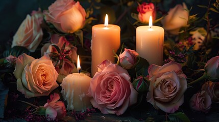 Romantic roses and candles
