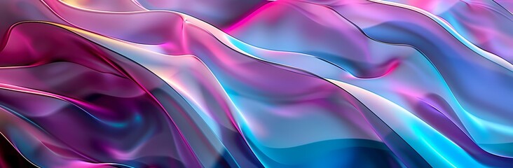 Fototapeta premium Abstract background with flowing, iridescent waves in pink, blue, and purple.