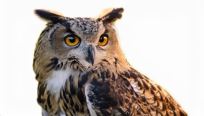 Obraz premium Isolated image of a serene owl perched.