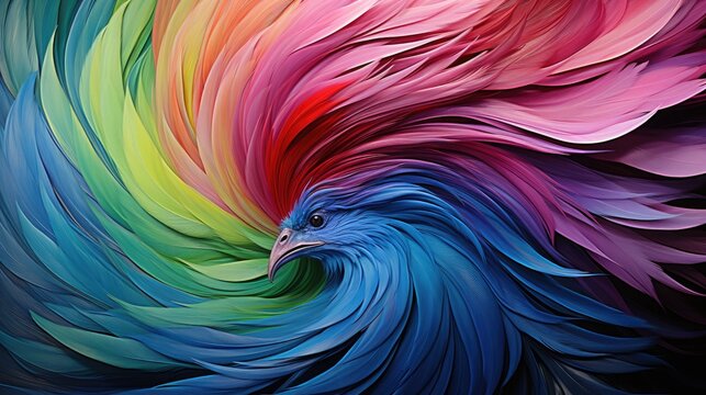 an abstract painting phoenix colorful feather background, 4K Desktop wallpaper 
