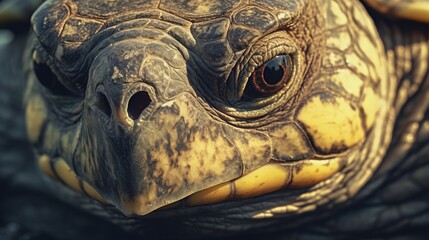 Reptile turtle face closeup view