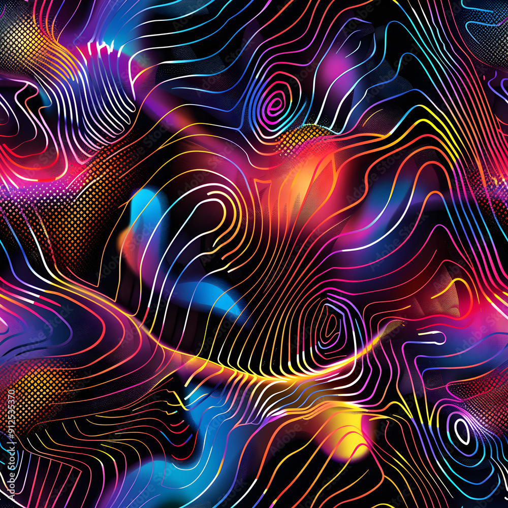 Poster colorful abstract pattern flowing and vibrating with energy