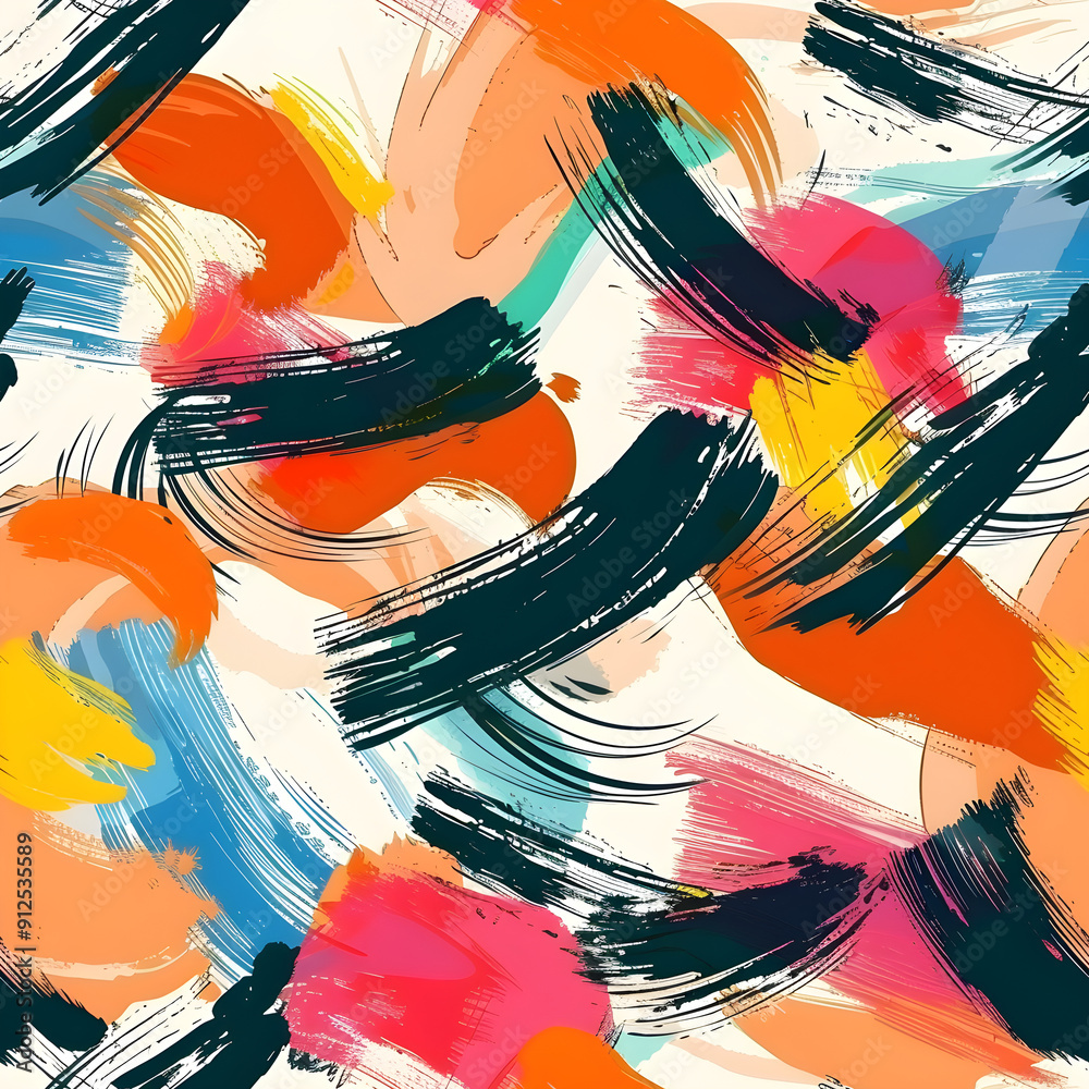 Leinwandbilder abstract seamless pattern with colorful brushstrokes repeating design