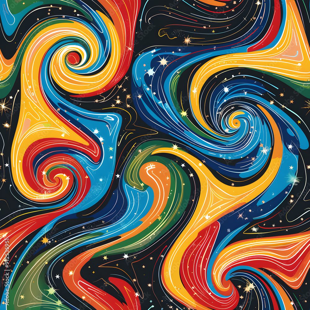 Aufkleber Colorful abstract swirl pattern creating psychedelic background design