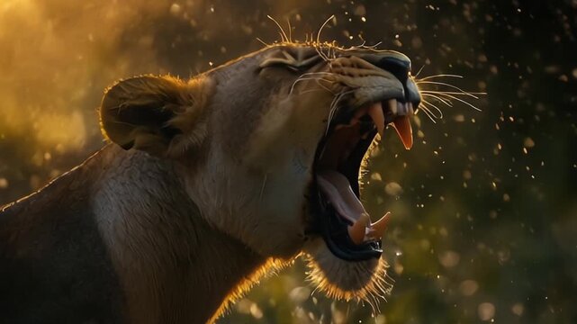 Lioness displaying dangerous teeth