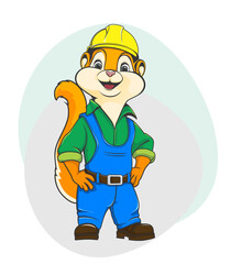 squirrels wear construction worker clothes, transparent background