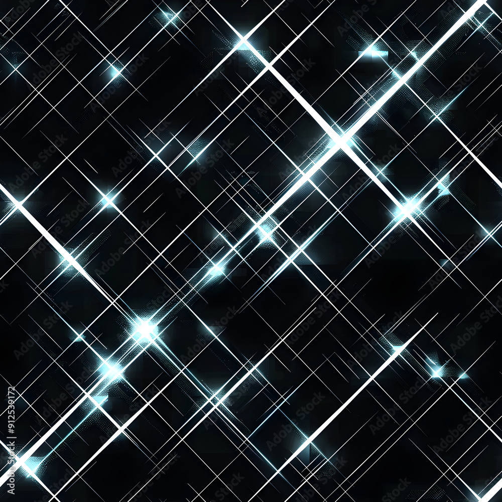 Poster Abstract geometric pattern of intersecting lines creating a grid of glowing lights