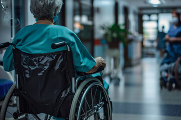 Obraz premium Nurse hospital health services, smiling nurse caring for the aged granny grandpa, Generative AI picture