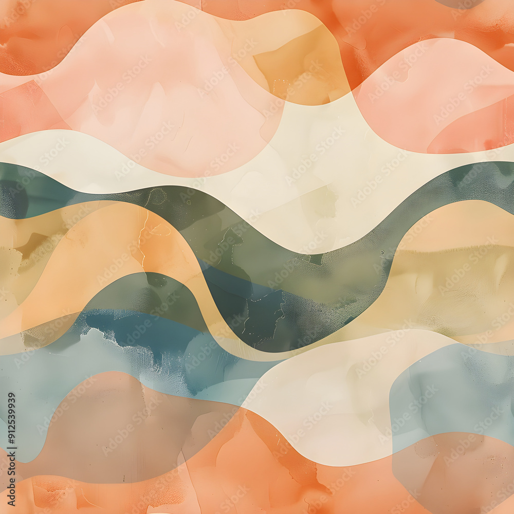 Leinwandbilder abstract background with a pattern of overlapping wavy shapes in earthy tones