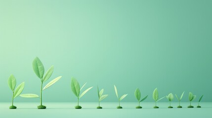 An artistic interpretation of business growth, illustrated through the lifecycle of a plant evolving from seedling to mature growth, ideal for conveying progress and achievement.