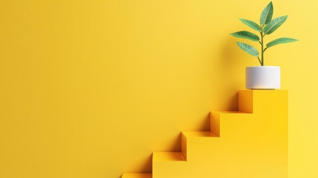 An abstract representation of business growth and achievement, featuring a staircase ascending upwards, symbolizing elevation and progress. The image offers generous copy space for customization,