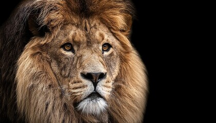 Naklejka premium Isolated image of a majestic lion head.
