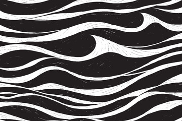 Black and White Line Art of a Wave
