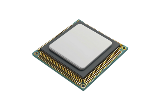 High-Performance CPU Component for System Architecture Isolated on Transparent Background