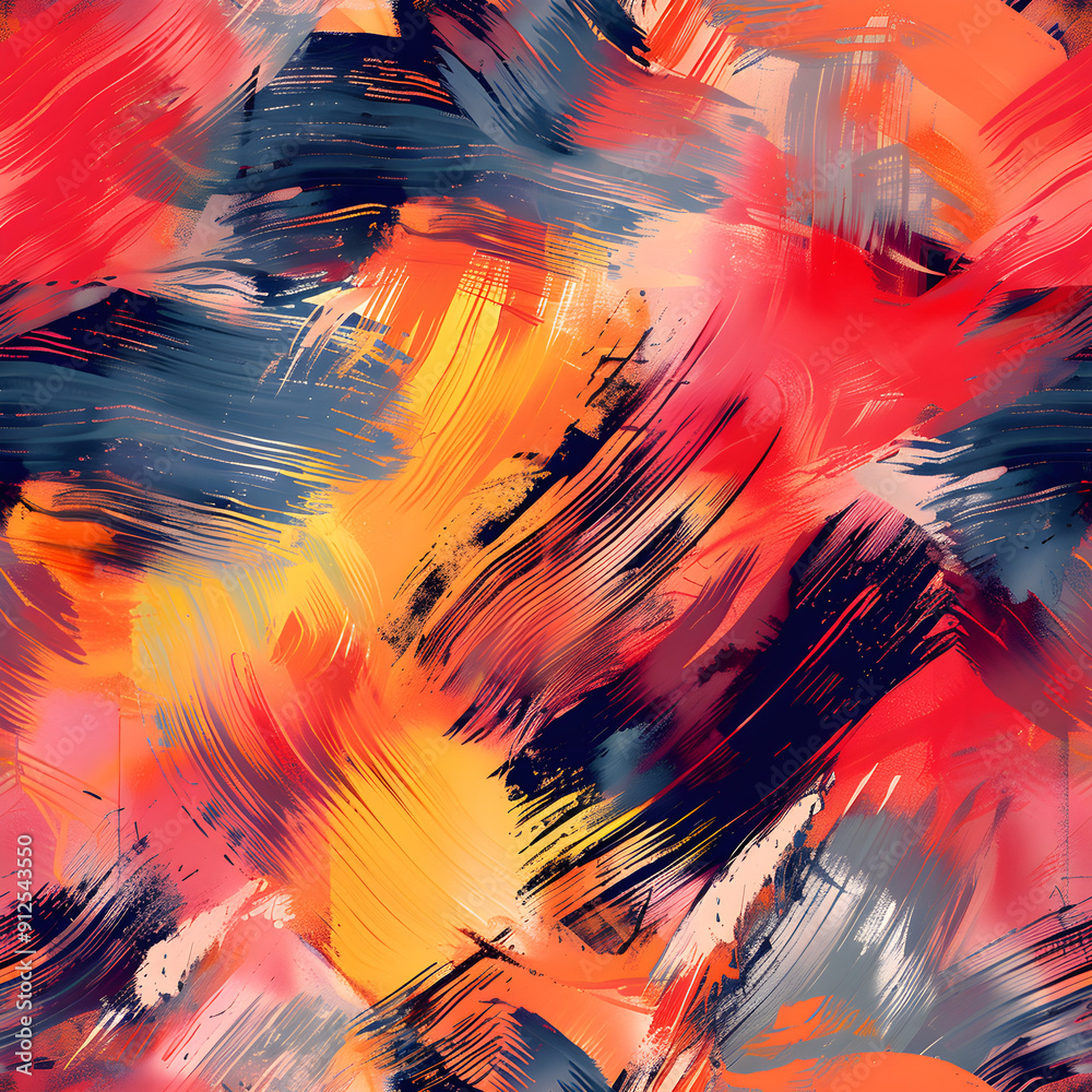 Poster Abstract painting texture background showing colorful brushstrokes