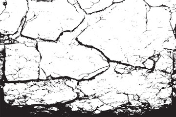 Grunge Stone Texture with Cracks, Veins, and Chips – Black Vector Background